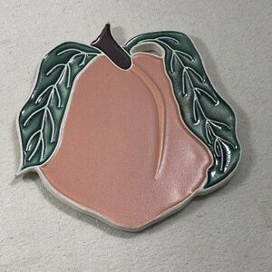 Buckleys of Atlanta‎ Peach Decor Trivet Georgia Clay Embossed Hand Painted 6in
